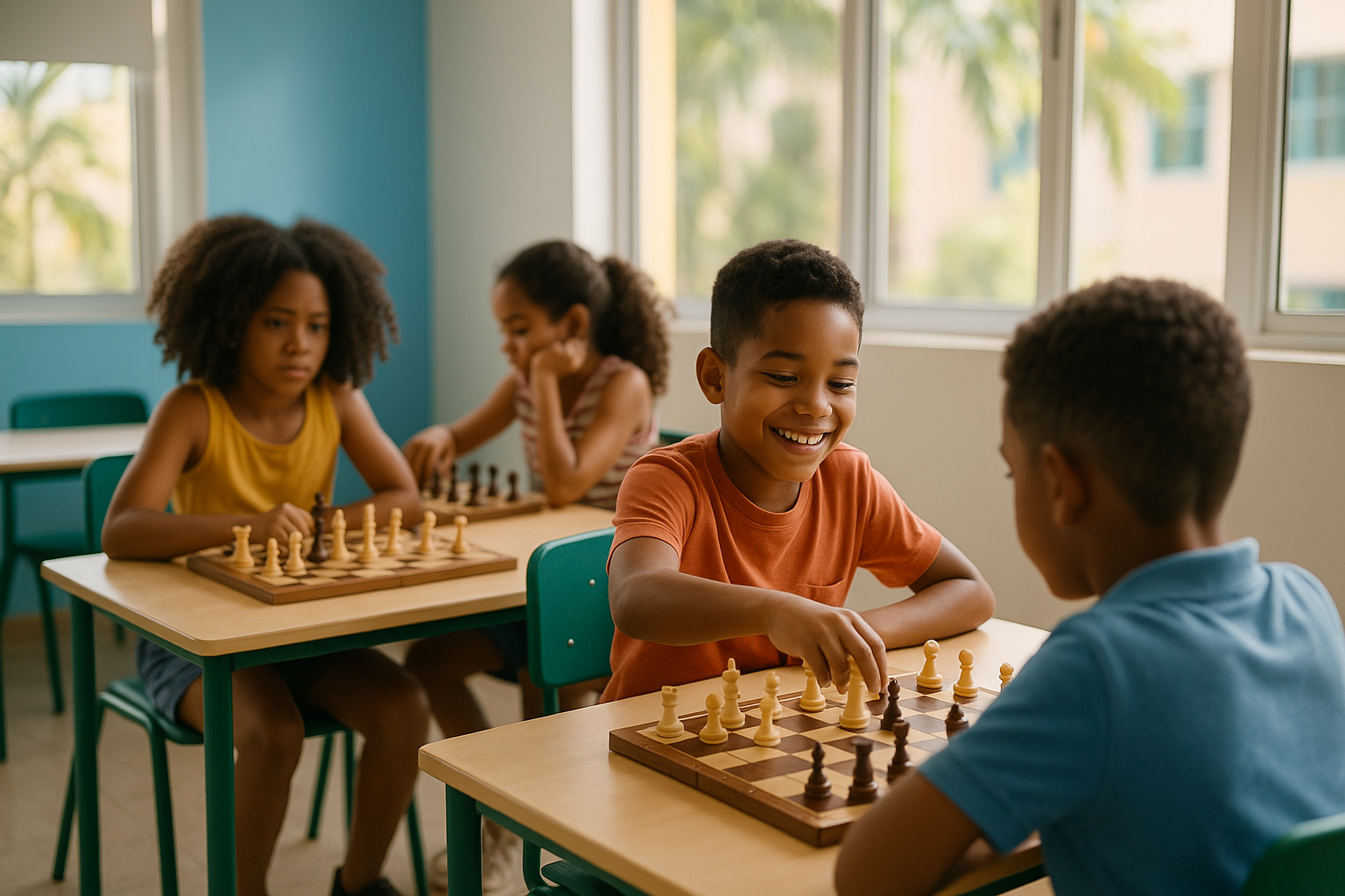 Niños jugando ajedrez